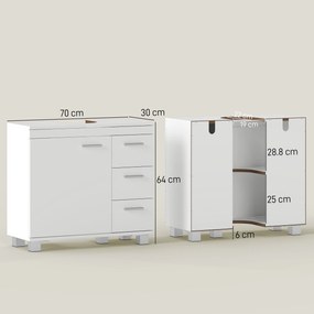 HOMCOM Szafka pod umywalkę, 2 półki, 3 szuflady, konstrukcja MDF, Biała | Aosom PL