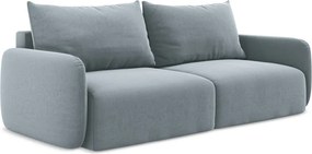 Niebieska aksamitna rozkładana/ze schowkiem sofa 238 cm Kalena – Makamii