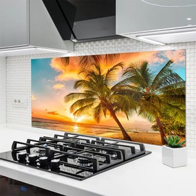 Panel Szklany do Kuchni Rajskie Wybrzeże Z Palmami