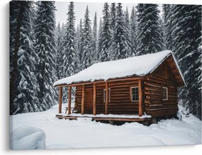 Obraz - Pokryta śniegiem chata (70x50 cm)