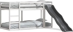 Łóżko Piętrowe Dla Dzieci z Zjeżdżalnią i Schodami z Białego Masywnego Drewna 90x200 cm