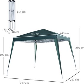 Outsunny Pawilon Ogrodowy Składany 3x3m Popup Ochrona UV Altana 24x24x25m Zielony | Aosom PL