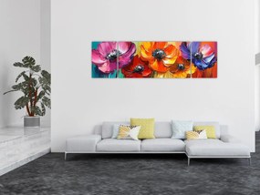 Obraz - Pięć kolorowych kwiatów (170x50 cm)
