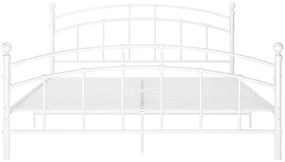 Białe duże metalowe łóżko z zagłówkiem 200x200 cm Karolis 3X