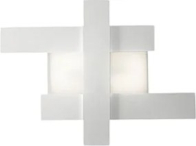 Kinkiet LED 30W w kolorze białym, nowoczesny design - geometryczna konstrukcja stalowa, ciepłe światło 3000K, 2620lm, szerokość 65,5 cm, IP20
