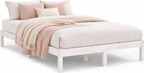 Białe drewniane łóżko 120x200 cm E7-G90