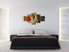 Obraz - Abstrakcyjne róże w ognistych kolorach (125x70 cm)