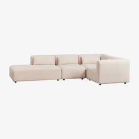 Sofa Modułowy Narożny 4-częściowy Z Lewym Szezlongiem Fogler Tkanina Baranek Boucle Kremowy Beż - Sklum