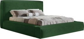 Łóżko tapicerowane 180x200 Karano z lamówką - pojemnik i stelaż metalowy - welur, zielony (Amor Velvet 4311)