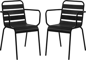Zestaw 2 foteli ogrodowych sztaplowanych z metalu - Czarny - MIRMANDE marki MYLIA