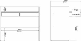 Biurko z podwyższonymi bokami Function Plus 102 cm jackson hickory/biały mat