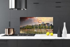 Szkło Ozdobne do Kuchni Panorama Miasta Nad Jeziorem