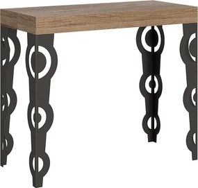 Konsola rozkładana 90x40/196 cm Karamay Small Dąb naturalny rama w kolorze Antracytu