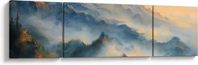 Obraz - Malowany górski krajobraz (170x50 cm)