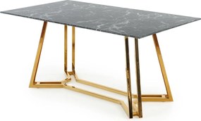 Szklany stół w stylu glamour Konami na złotych płozach