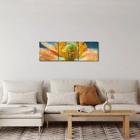 Obraz - Szczegół kwiatu (z zegarem) (90x30 cm)
