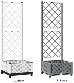 Szara kwadratowa donica ogrodowa z pergolą N6-Z62
