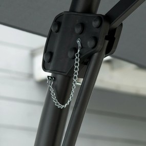 Outsunny Wiszący parasol Ø293 cm z bocznym uchwytem, krzyżową podstawą, wiatroodporny, wodoodporny, ciemnoszary | Aosom PL