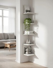 Biała Narożna Półka Wisząca Schodkowa S2-E05