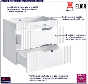 Biała szafka umywalkowa 80 cm Eziena 5X