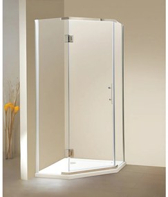 Narożna kabina prysznicowa z drzwiami wahadłowymi - z brodzikiem - ARDIA - 90 × 90 × 185 cm