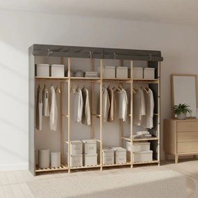 Grafitowa Duża Szafa Tekstylna Z Drążkami H1-M25