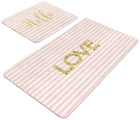 Różowe aksamitne dywaniki łazienkowe zestaw 2 szt. 60x100 cm Love – Mila Home