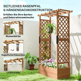 Outsunny Podwyższone grządko z kratownicą i daszkiem, do kwiatów, owoców, warzyw, ziół, 110 x 44 x 181 cm, drewno, pomarańczowy | Aosom PL