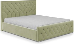 DomoHome - Nowoczesne łóżko tapicerowane Mona I, eleganckie wezgłowie, praktyczna skrzynia, tkanina Abriamo 180x200 cm, seledynowy