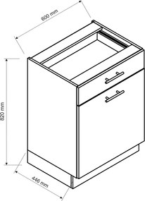 Szafka kuchenna z szufladą 60 cm grafit - Beril 9X