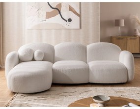 Kremowy narożnik z materiału bouclé (lewostronny/z szezlongiem) Orbit – Ropez