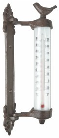 Żeliwny termometr ścienny z ptaszkiem Esschert Design Dekor Bird, wys. 27,3 cm