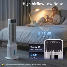 HOMCOM Przenośny klimatyzator, 3-w-1 klimatyzator parowy z 9-litrowym zbiornikiem na wodę, oscylacja 48°, 3 prędkości, 3 tryby, biały | Aosom PL