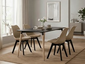 Zestaw jadalniany 1 + 4, czarny stół ADRIA 120x80 cm + beżowe krzesło BALI MARK z czarnymi nogami