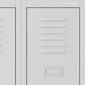 Szafka pracownicza metalowa czterokomorowa szara: KACPER II, 600 x 1800 x 500 mm