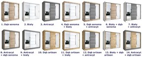 Lustrzana szafa przesuwna 200 cm dąb artisan + antracyt - Ebia 6X