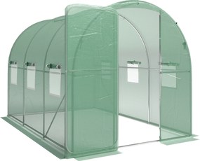 Outsunny Szklarnia 3 x 2 x 2 m tunel foliowy z zamykanymi drzwiami na zawiasach, 6 zwijanych okien z siatką, wspornikami | Aosom PL