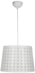 Biała lampa wisząca z abażurem w kratę 4X V050 G5-E53