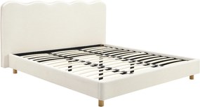 Łóżko Tapicerowane 160x200 cm IZMIR ze Stelażem Dwuosobowe Boucle Kremowe