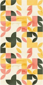 Tapeta - Retro geometryczny wzór w zielono - żółtych odcieniach