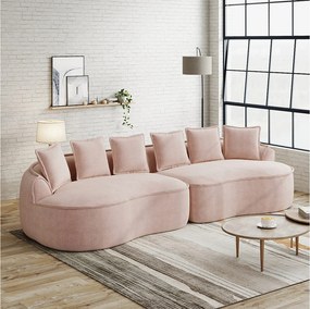4-osobowa sofa modułowa z poduszkami oparciowymi, nie wymaga montażu, szenil, różowa, 320x114x67 cm