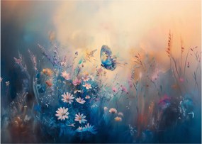 Obraz na szkle - Łąka z motylem (70x50 cm)