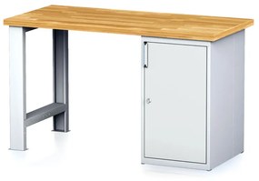 Stół warsztatowy MECHANIC, 1500x685x880 mm, 1x szafka, szary/szary