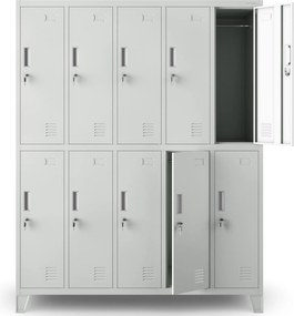Metalowa szatnia 10-skrytkowa Bartek 136x45x172 cm szara
