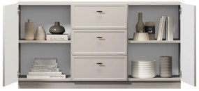 Komoda Lorini 150 cm z szufladami - kaszmir / czarne uchwyty T-bar