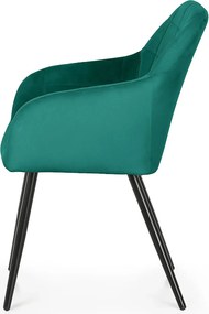 Zestaw 6 zielonych metalowych krzeseł pikowanych R6-R93