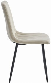PROMOCJA Beżowe aksamitne krzesło LAVA z czarnymi nogami II. jakość