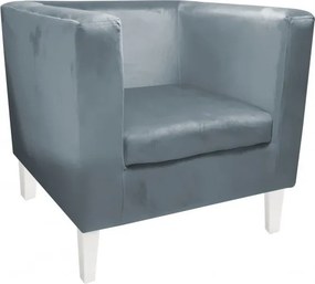 Fotel Monaco tkanina Welur : Kolor nogi - Biała, Kolor tkaniny - VELVET - BL06, Wysokość nogi - 20 cm