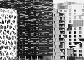 Obraz na szkle architektury czarno-białej (70x50 cm)