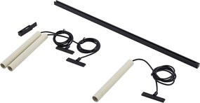 Nowoczesny system oświetlenia szynowego z 3 lampami wiszącymi w kolorze beżowym z czarnym, jednofazowy - Slimline Keno